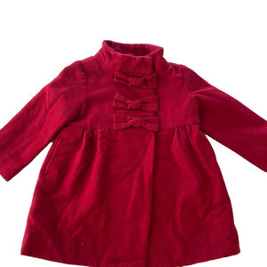 Baby Gap Red Girls Peacoat 3y with bow detail wool mix